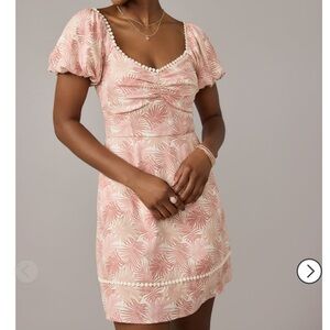 Francesca's Miami palm print pink linen blend mini dress